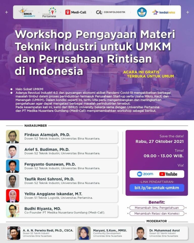 Workshop Teknik Industri untuk UMKM dan Start-up tahun 2021